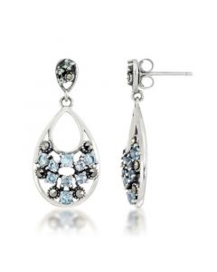 Pave Blue Topaz Teardrop Dangle Earrings