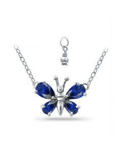 Simulated Blue Sapphire Butterfly Necklace