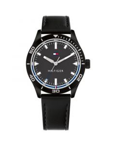 Men's Black Leather Strap Watch 38mm