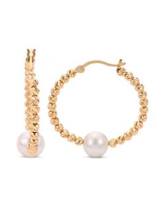 Cultured Freshwater Pearl (8-8-1/2mm) Hoop Earrings in 14k Gold-Plated Sterling Silver