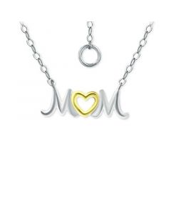 MOM Heart Pendant Necklace in Sterling Silver & 18k Gold-Plated, 16" + 2" extender, Created for Macy's