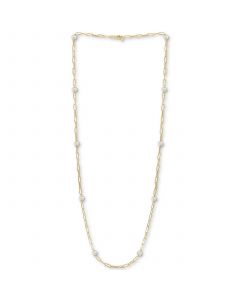 EFFY® Cultured Freshwater Pearl (7mm) Large Paperclip Link 36" Statement Necklace in 18k Gold-Plated Sterling Silver