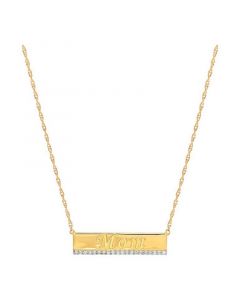 Diamond Mom Bar 18" Pendant Necklace (1/10 ct. t.w.) in 10k Gold