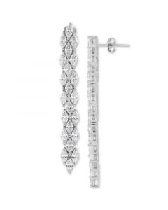 Cubic Zirconia Linear Drop Earrings in Sterling Silver