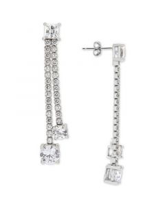 Cubic Zirconia Double Drop Earrings in Sterling Silver