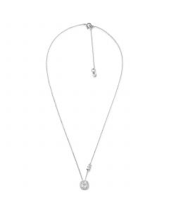 Silver-Tone Halo Crystal Pendant Necklace, 16" + 2" extender