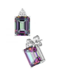 Mystic Topaz (7 ct. t.w.) & Diamond (1/6 ct. t.w.) Stud Earrings in 14k White Gold