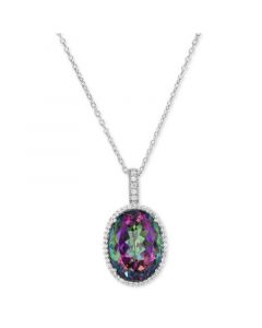 Mystic Topaz (20 ct. t.w.) & White Topaz (3/4 ct. t.w.) Oval 18" Pendant Necklace