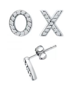 Cubic Zirconia X & O Mismatch Stud Earrings, Created for Macy's