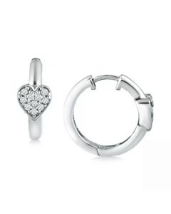 Cubic Zirconia Heart Small Hoop Earrings, 0.63", Created for Macy's