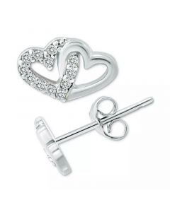 Cubic Zirconia Intertwined Hearts Stud Earrings, Created for Macy's