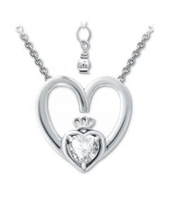 Cubic Zirconia Claddagh Heart 16" Pendant Necklace, Created for Macy's