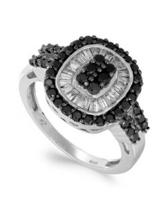 Sterling Silver Black (5/8 ct. t.w.) and White Diamond (3/8 ct. t.w.) Ring