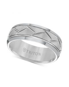 Men's Tungsten Carbide 8mm Diagonal Accent Ring