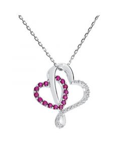 Women's Double-Heart Pendant Necklace in Sterling Silver