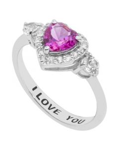 Women's Heart 'I Love You' Message Ring in Sterling Silver