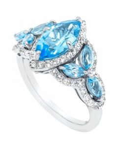 Blue Topaz (2 5/8 ct.t.w) Marquise Ring in Sterling Silver