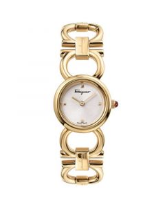 Ferragamo Women's Swiss Double Gancini Gold-Tone Stainless Steel Bracelet Watch 22mm