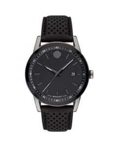 Men's Swiss Museum Sport Black Leather Strap Watch 42mm