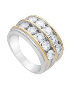 Men's Diamond Two Row Band (3 ct. t.w.) in 10k Gold & White Gold