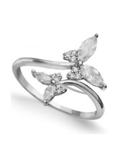 Cubic Zirconia Butterfly Bypass Ring in Sterling Silver, Created for Macy's