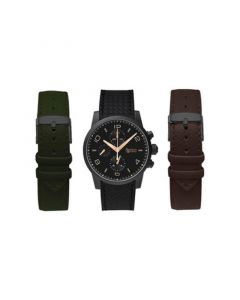 Men's Olive, Black, Brown Polyurethane Interchangeable Straps Watch Set 41mm