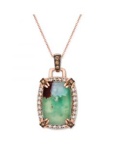 Crème Brûlée® Aquaprase Candy & Diamond (5/8 ct. t.w.) 18" Pendant Necklace in 14k Rose Gold