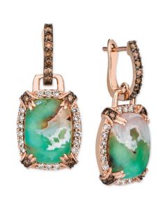 Crème Brûlée® Aquaprase Candy & Diamond (1-1/20 ct. t.w.) Drop Earrings in 14k Rose Gold