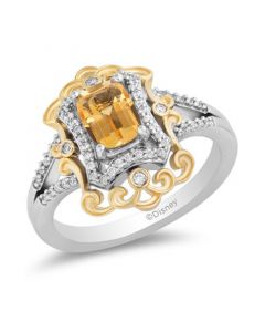 Citrine (7/8 ct. t.w.) & Diamond (1/5 ct. t.w.) Belle 30th Anniversary Ring in Sterling Silver & 14k Gold