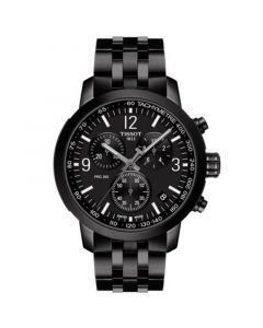 Men's Swiss Chronograph PRC 200 Black-Tone Stainless Steel Bracelet Watch 43mm