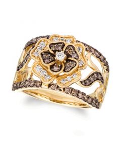 Nude Diamond & Chocolate Diamond Flower Statement Ring (7/8 ct. t.w.) in 14k Gold