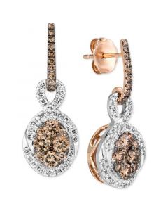 Nude Diamond & Chocolate Diamond Drop Earrings (1-1/4 ct. t.w.) in 14k White & Rose Gold