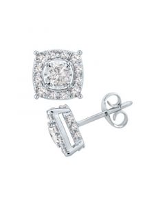 Diamond Cushion Halo Stud Earrings  (1 1/2 ct. t.w.) in 14k White Gold