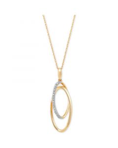 Diamond Intertwined Oval Drop Pendant Necklace (1/10 ct. t.w.) in 10k Gold, 16" + 2" extender