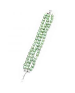 Jade Triple Row Statement Bracelet in Sterling Silver