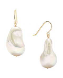 Cultured Freshwater Baroque Pearl (13-15mm) Drop Earrings in 14k Gold-Plated Sterling Silver