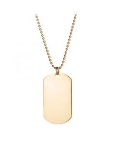 Men's Gold Plated Large Stainless Steel Dog Tag Necklace