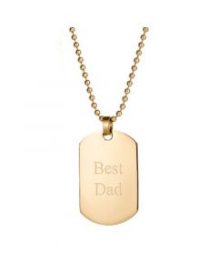 Men's Gold Plated Medium "Best Dad" Stainless Steel Dog Tag Necklace