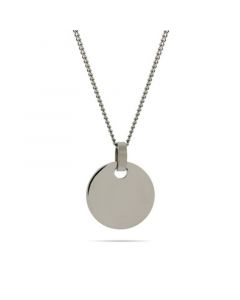 Men's Small Stainless Steel Round Tag on Curb Chain Necklace