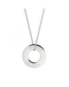 Men's "My Dad, My Hero" Stainless Steel Circle Pendant Necklace