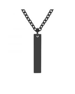 Men's Black Plated Stainless Steel Vertical Pendant Necklace