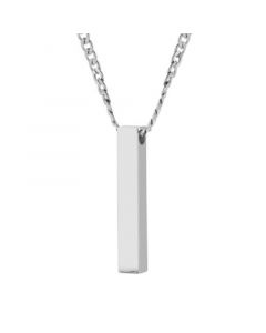 Men's Stainless Steel Vertical Square Pendant Necklace