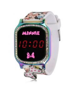 Minnie Mouse Kid's Touch Screen White Silicone Strap LED Watch, with Hanging Charm 36mm x 33 mm