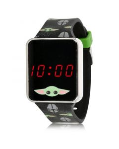 Star Wars Kid's Baby Yoda Touch Screen Black Silicone Strap LED Watch, 36mm x 33 mm