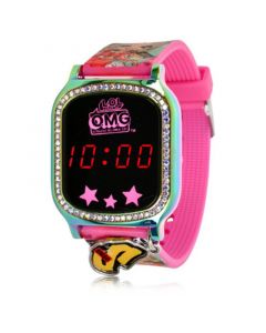 Omg Kid's Touch Screen Pink Silicone Strap LED Watch, with Hanging Charm 36mm x 33 mm