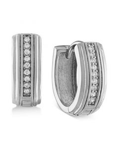 Diamond Hoop Earrings (1/10 ct. t.w.) in Sterling Silver, Created for Macy's (Also in 14k Gold Over Silver)