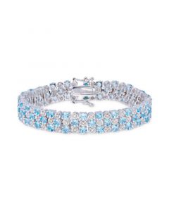 Swiss Blue Topaz Multi-Row Cluster Statement Bracelet (15 ct. t.w.) in Sterling Silver