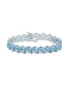 Swiss Blue Topaz (20 ct. t.w.) & White Topaz (5-1/3 ct. t.w.) Cluster Bracelet in Sterling Silver