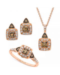 Chocolate by Petite Chocolate Diamond® & Vanilla Diamond® Square Halo Jewelry Collection in 14k Gold, White Gold & Rose Gold