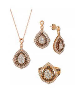 Nude Diamond™ & Chocolate Diamond® Teardrop Cluster Jewelry Collection in 14k Rose Gold